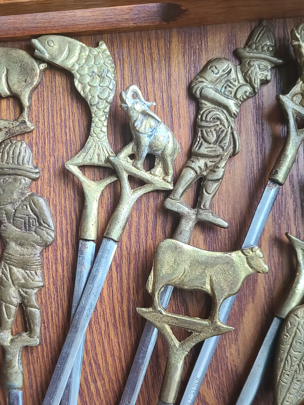 Vintage Turkish Brass-Top Decorative Skewers - Assorted Animal & Figure Designs